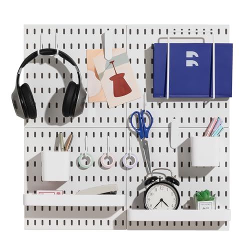 Keepo Pegboard Combination Kit: Modular Wall Organizer for Crafts, Nursery Storage & Ornaments - 22x22 White