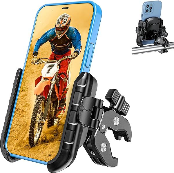 Kewig Motorcycle Phone Mount Holder- [Camera Friendly] [1s Lock and Release] Bike Phone Mount Handlebar Cell Phone Holder for Bicycle Scooter ATV,