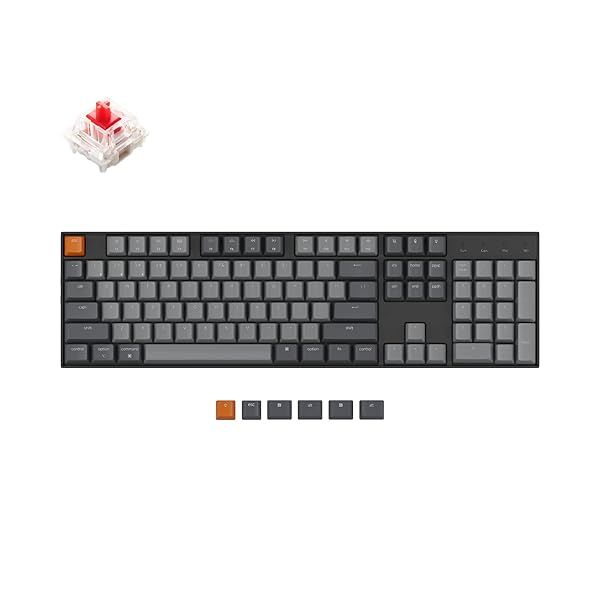 Keychron K10 Full Size RGB Backlit Hot-Swappable Mechanical Gaming Keyboard for Mac Windows 104-Key Bluetooth USB Wired K Pro Red Switch