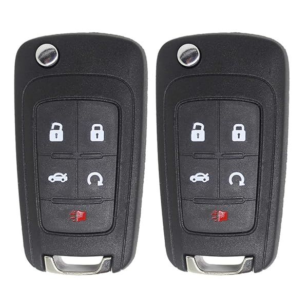 Keyless2Go Keyless Remote 5 Button Flip Car Key Fob for FCC OHT01060512 Vehicles 2 Pack