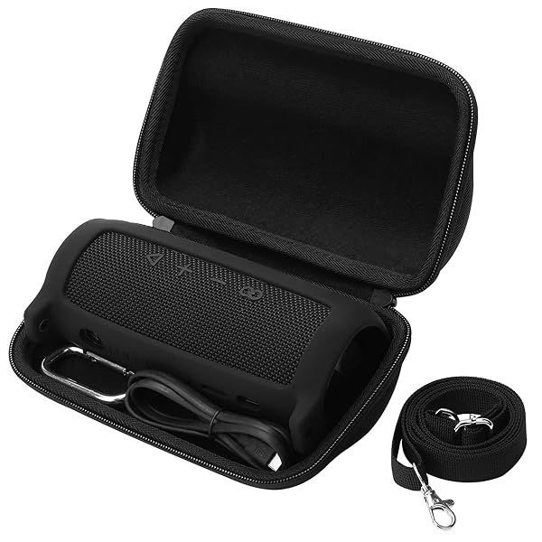 Khanka Hard Travel Case and Silicone Replacement for JBL Flip 6 Waterproof Bluetooth Speaker Black