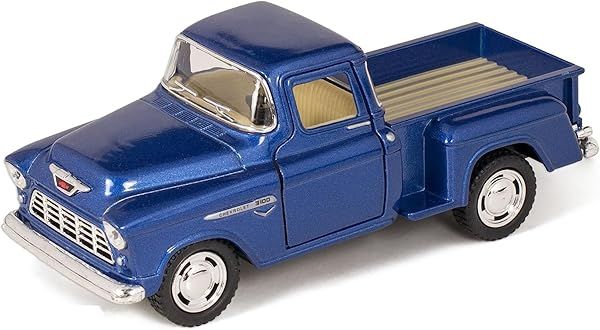 KiNSMART 1955 Chevrolet Stepside Pickup Truck 5 Inch 1:32 Scale Die Cast Metal Model Blue Truck for Collectors and Kids