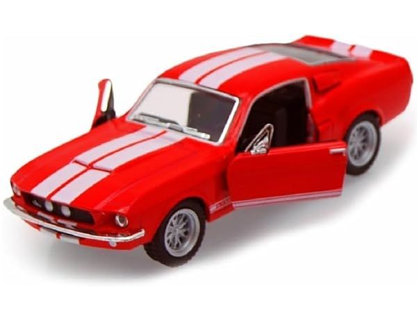 KiNSMART 1967 Ford Shelby Mustang GT500 Red Diecast Model Toy Car 1:38 Scale 5 Inch Collectible