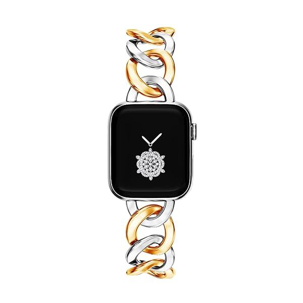Kolgios 38 40 41mm Gold and Sliver Two Tone Dressy Chain Smartwatch Bands Compatible for Women Apple Watch Series Band SE 3 9 8 7 6 SE 5 Men Stylish