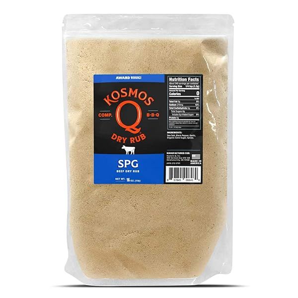 Kosmos Q SPG BBQ Dry Rub - Sweet & Savory Seasoning for Brisket, Steak, Chicken, Ribs & Pork | 1 Lb Bag