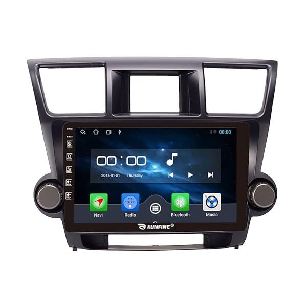 "Kunfine 10" Android GPS Stereo for Toyota Highlander 2007-2014 | Quad Core Touchscreen Media Player & Reverse Camera"