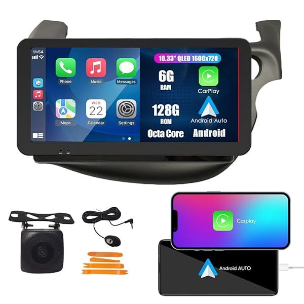 Octa Core 6G+128G CarPlay Android Auto Navigation Stereo GPS Radio Reverse Camera Display 10.33" QLED Touchscreen Headunit Tablet Pad Media Player