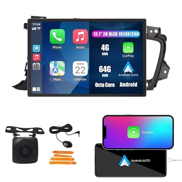 Kunfine Car CarPlay Android Auto Navigation Stereo GPS Radio Reverse Camera Display 13.1" QLED Touchscreen Headunit Tablet Pad Media Player for Kia