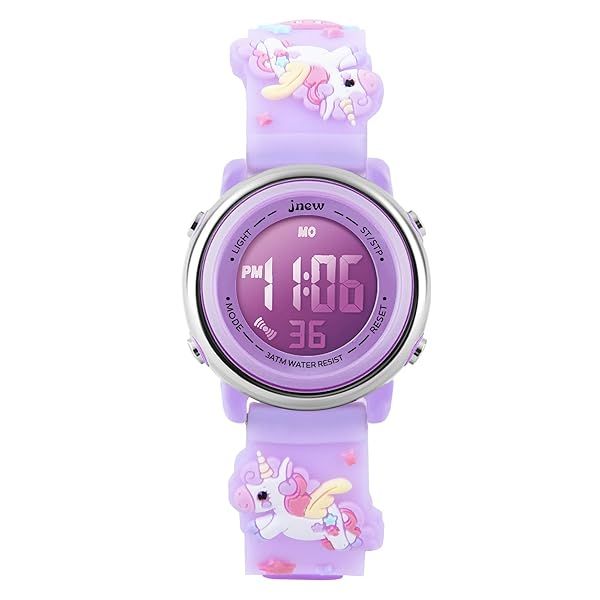 L LAVAREDO Kids Waterproof Sports Watch for Girls Ages 3-12 Cute Cartoon Digital 7 Color Lights Wrist Watch