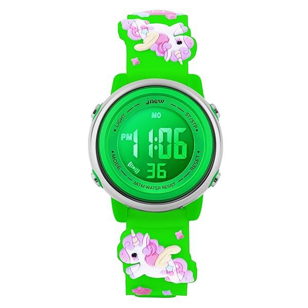 L LAVAREDO Kids Waterproof Sports Watch for Girls Ages 3-12 Cute Cartoon Digital 7 Color Lights Wrist Watch