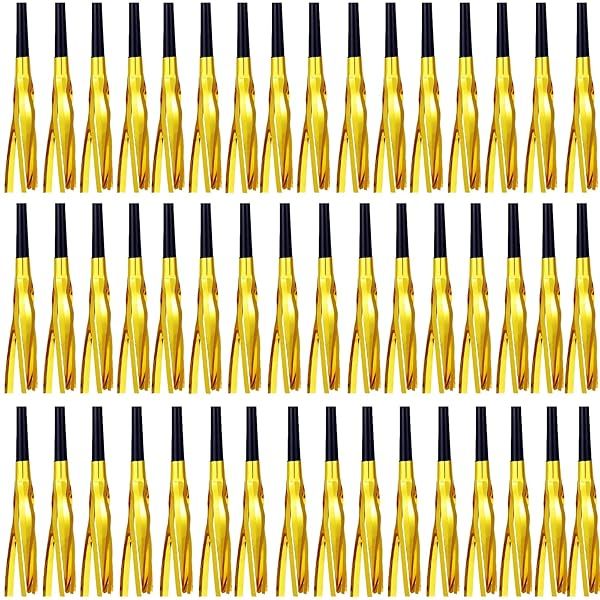 LCPQMZGH 48 Pcs Gold Glitter Noise Makers for Baby Showers Kids Birthdays Weddings New Year Party Favors