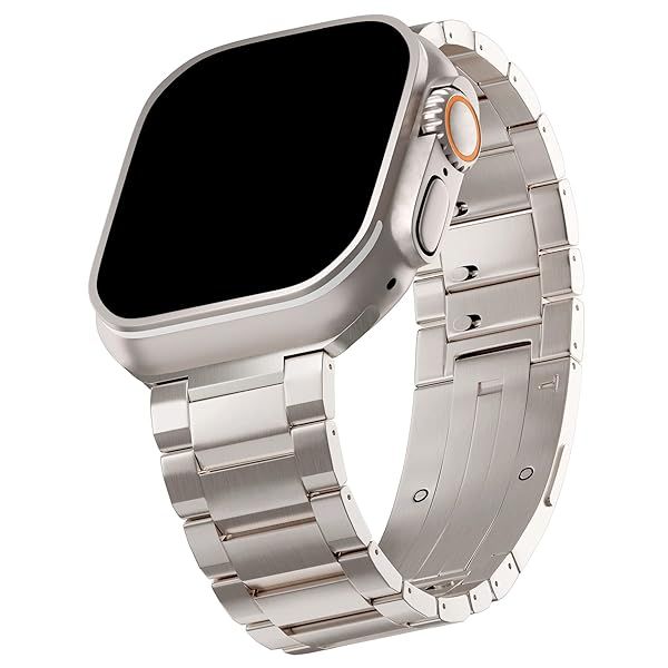 Premium LDFAS Titanium Metal Band for Apple Watch Ultra 2, Series 10 & 9 - 49mm & 46mm Compatible, Silver Gray