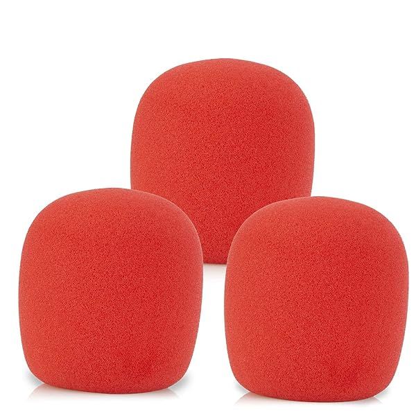 LEFXMOPHY SM58 Pop Filter & Foam Windscreen 3-Pack for Shure SM58/SM48 - Red Noise-Cancellation Mic Cover