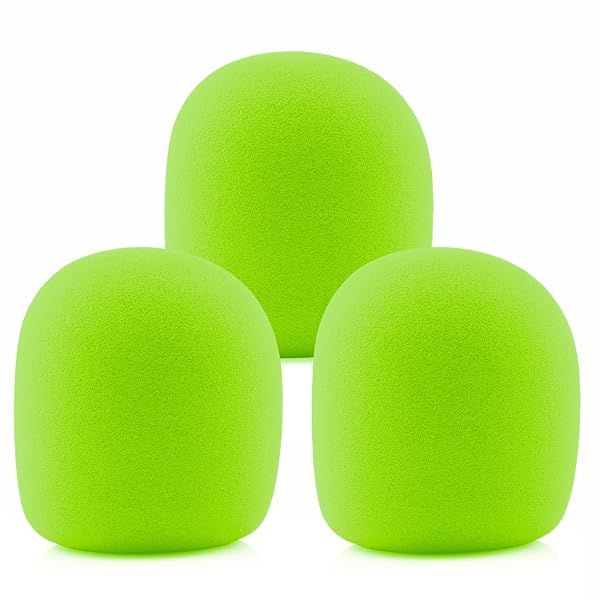 LEFXMOPHY SM58 Pop Filter Mic Foam Replacement for Shure SM58 Vocal Microphone Green Noise-cancellation Windsock Cover 3-pack