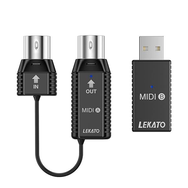 LEKATO Wireless MIDI Adapter: Ultra Low Latency Bluetooth for Synths & Keyboards - Compatible with Mac, iOS & Windows