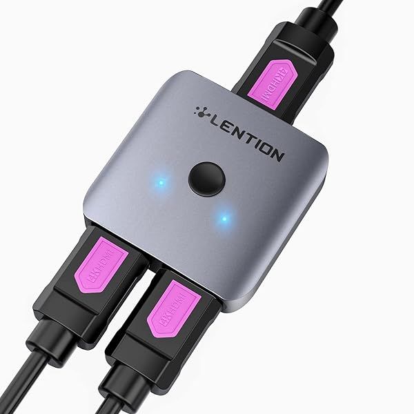 Lention HDMI Switch 4K 60Hz Bi-Directional Splitter 3 HDMI Adapter with LED Indicator Compatible with Xbox PS5 PS4 TV Box Fire Stick Roku