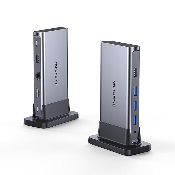 LENTION USB C Docking Station 4K HDMI USB 3.0 Gigabit Ethernet 100W PD for MacBook Pro Air Surface Steam Deck Space Gray