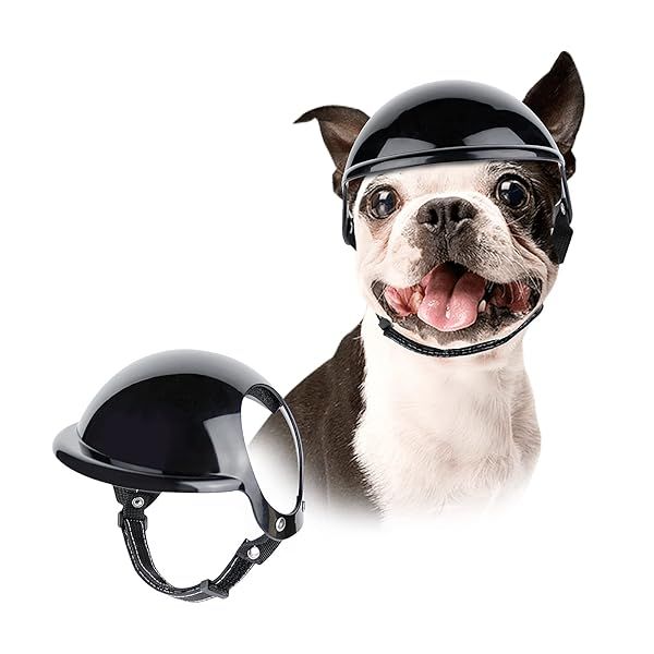 LESYPET Small Dog Helmet with Ear Holes Adjustable Strap for Safe Outdoor Riding and Driving
