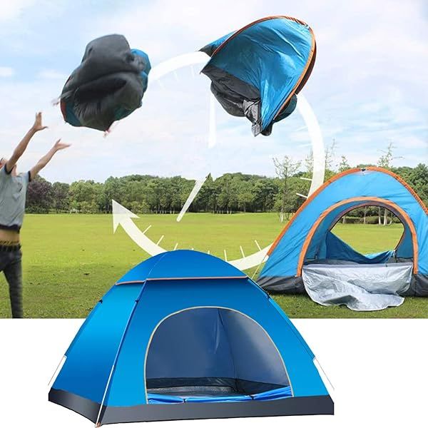 LHLHO 2 Person Instant Pop Up Camping Tent Lightweight Waterproof Easy Set Up Family Travel Tent Portable Backpacking Sun Shelter Blue