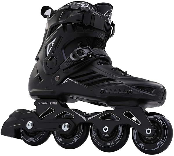 LIKU Black Professional Inline Skates for Men & Women - Unisex Sizes 10.5 & 11.5