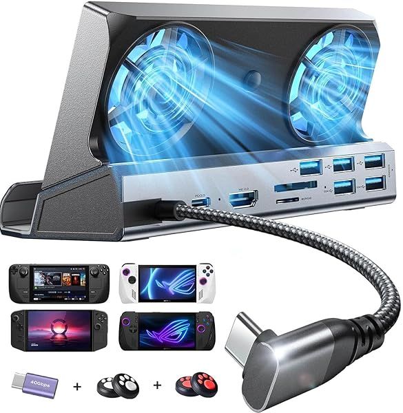 Ultimate LISEN 13-in-1 Docking Station for Steam Deck OLED & ROG Ally - 4K@60Hz, 100W Charging, Dual Cooling & 5 USB Ports