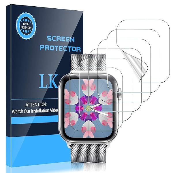 LK 6 Pack Screen Protector for Apple Watch 40mm SE Series 4 5 6 and 38mm Series 3 2 1 Bubble Free Scratch Resistant Flexible TPU Clear Film