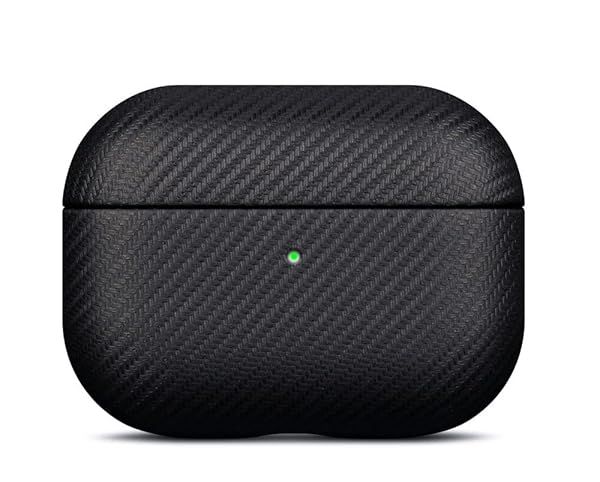 LOPIE Handmade AirPods Pro 2nd Gen Case Carbon Fiber Style Vegan Leather Protective Cover Black