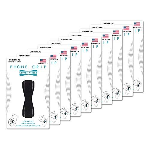 LOVEHANDLE Universal Phone Grip - Pack of 10 Black Elastic Straps for Smartphones & Mini Tablets