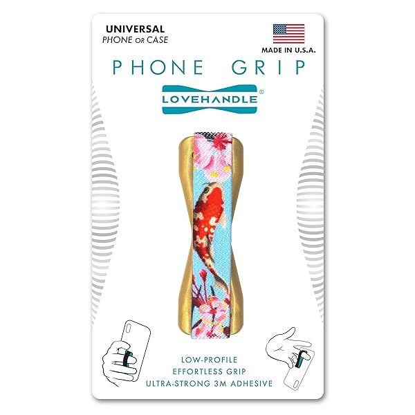 LOVEHANDLE Universal Phone Grip: Wireless Charging Compatible Holder for Smartphones & Mini Tablets - Made in the USA