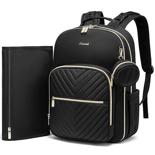 LOVEVOOK Quilted Diaper Bag Backpack: Stylish, Waterproof & Spacious for Baby Boys & Girls with Changing Pad & Pacifier Holder