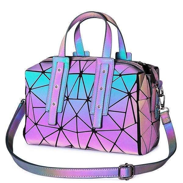 LOVEVOOK Geometric Luminous Crossbody Bags: Holographic Reflective Handbags for Women
