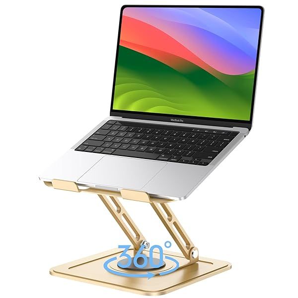 LOXP Ultra-Stable Swivel Laptop Stand 360 Rotating Height Adjustable for 10-17.3 inch Laptops Military-Grade Aluminum Design