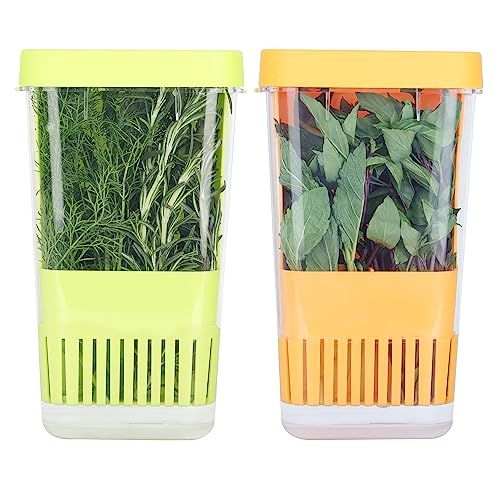 LUVCOSY Fresh Herb Keeper for Refrigerator, Clear BPA-Free Herb Saver, Storage Container for Cilantro, Parsley, Thyme, Mint and Asparagus, Preserver