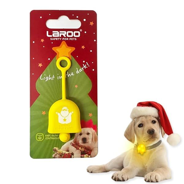 LaRoo Christmas Day Dog Lights LED Clip On Collar for Night Walking Yellow