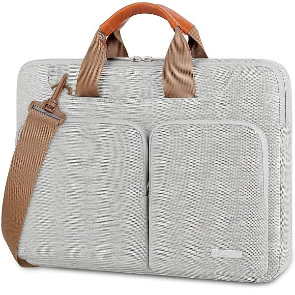 Lacdo 360 Protective Laptop Shoulder Bag for 15-15.6 inch Acer HP Lenovo Dell ASUS Laptops Gray Sleeve Case