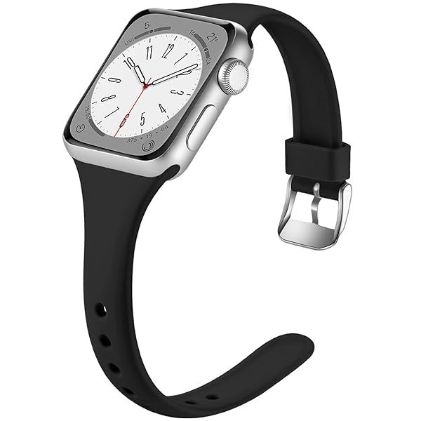 Laffav Slim Band for Apple Watch Soft Silicone Sport Strap Compatible with 40mm 38mm 41mm 44mm 42mm 45mm 46mm 49mm for Men and Women