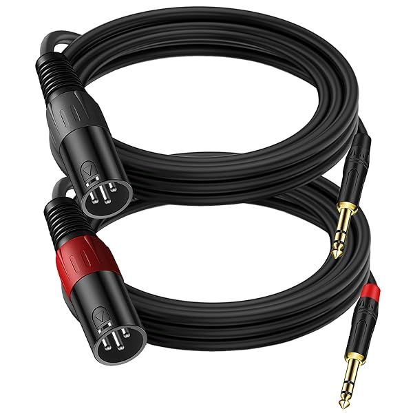 LanSenSu XLR to 1 4 TRS Stereo Adapter Cable, 2 Pack - 6.6ft, Compatible with Mixer, Microphone, XLR, Power Amplifier, Monitor