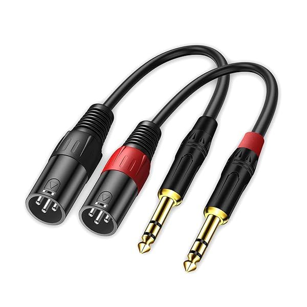 LanSenSu XLR to 1 4 TRS Stereo Adapter,XLR Male to 1 4 Inch (6.35mm) Stereo Balanced Microphone Stereo Audio Converter AdapterCable 2Pack- 11.8inch