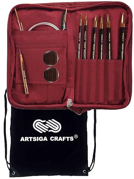 Lantern Moon Bequest 6 Inch Tunisian Interchangeable Crochet Hook Set Handcrafted Ebony with Silk Case and Project Bag
