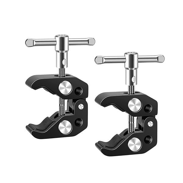 "Lanxire Super Clamp Mount: Versatile Camera Clamp with 5 x 1/4" & 3/8" Threads for Photography Accessories"