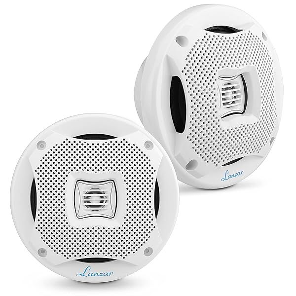 Lanzar 6.5 Inch Dual Waterproof Marine Speakers 400W Outdoor Car Boat Stereo System with Mounting Kit and Speaker Wire White