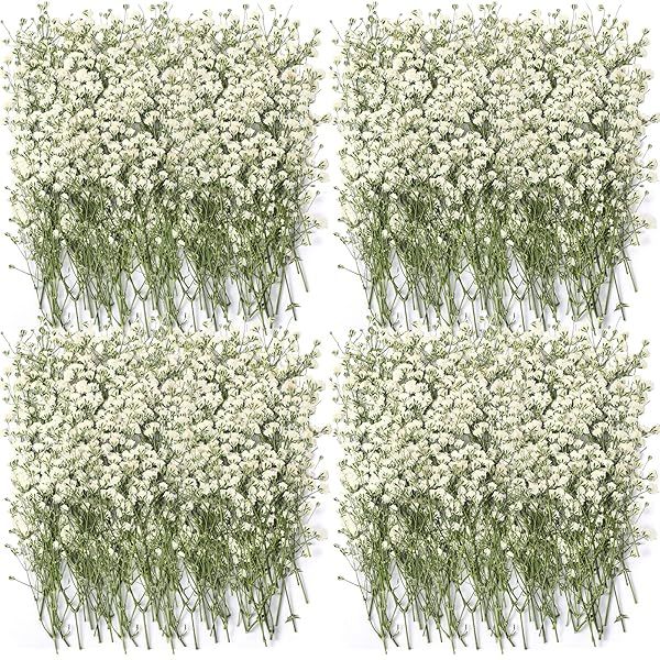 Lasnten 200 Pcs Dried Babys Breath Flowers Bulk Ivory White Natural Gypsophila for Wedding Resin Art Craft DIY Invitations Card Making