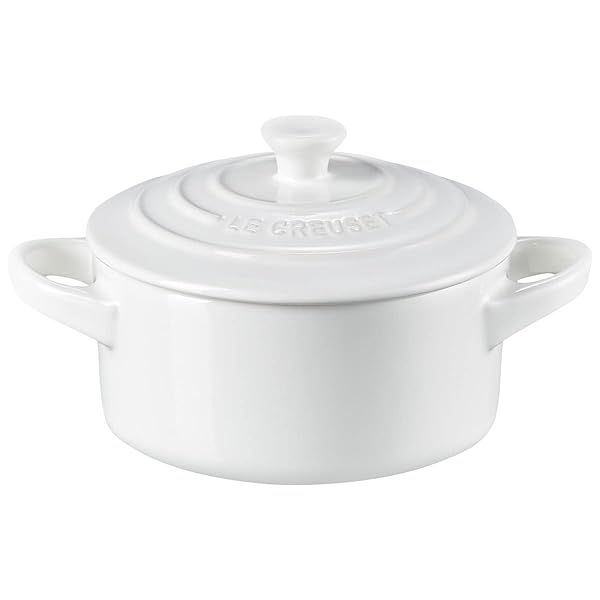 Le Creuset White Mini Round Cocotte 8 oz - Perfect Stoneware for Baking & Serving