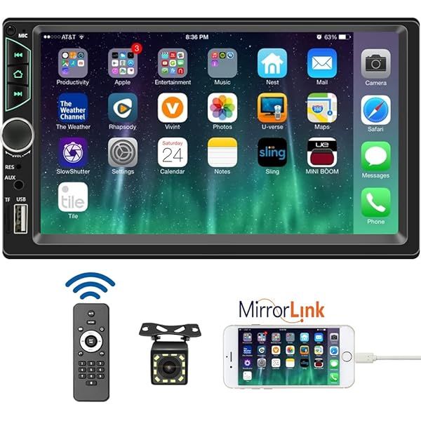 Leadfan 7inch Car Stereo Double Din Radio Touchscreen with Backup Camera Bluetooth FM MP3 USB Aux Input Multimedia Receiver