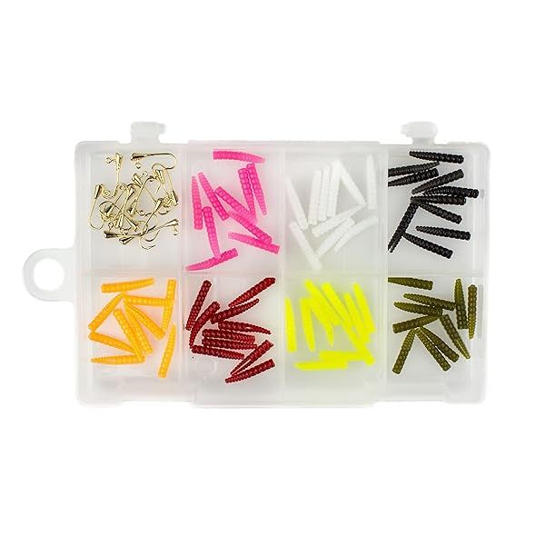 Ultimate Leland's Lures Trout Magnet Kit: 85 Pieces for Fly Fishing Success - 70 Grub Bodies & 15 Hooks for All Fish Types