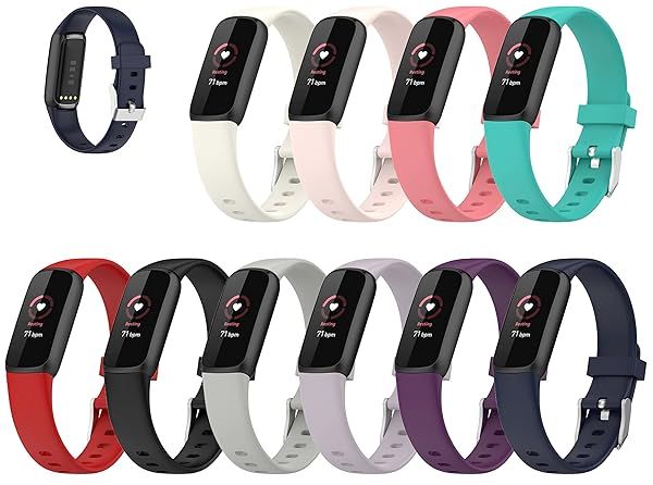 Lemspum Silicone Bands for Fitbit Luxe Replacement Sports Wristbands 10PCS Small Large Fitness Tracker Accessories