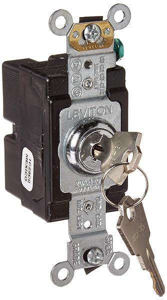Leviton 1221-2KL Key Locking 20 Amp AC Quiet Switch - Heavy Duty, Self Grounding, Chrome Finish