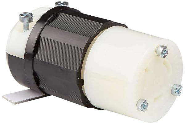 Leviton 2333 Locking Connector: 20 Amp, 277 Volt NEMA L7-20R, Industrial Grade, Black-White