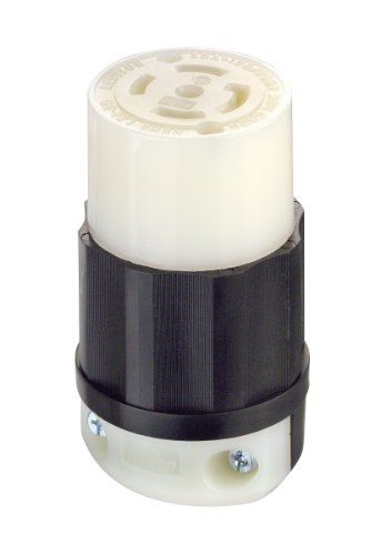 Leviton 2813 30 Amp Locking Connector - NEMA L21-30R, 120/208V, Industrial Grade, 4P, 5W, Black-White