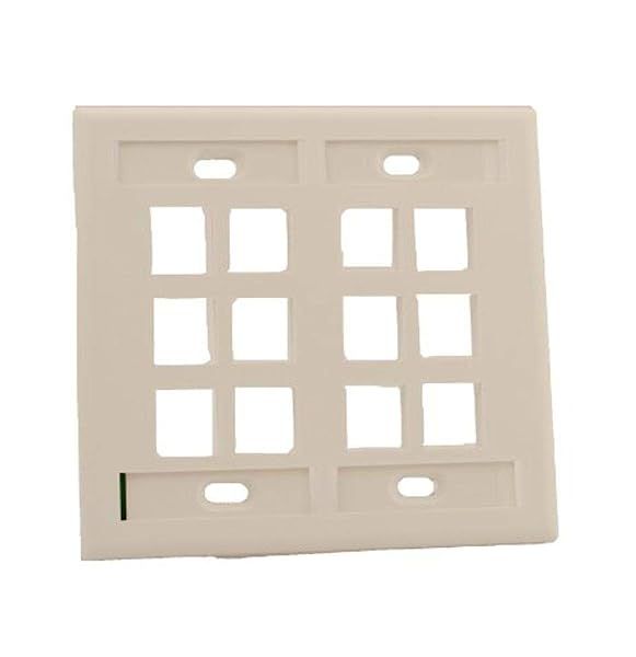 Leviton 42080-12W Quickport Wallplate: Dual Gang 12-Port with ID Window - White
